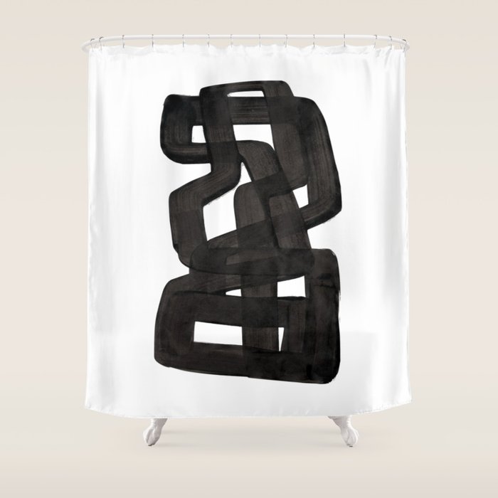 'Boulder' Mid Century Modern Fun Abstract Shapes  Shower Curtain Gallery Image 1