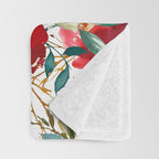 Red teal hand painted boho watercolor roses floral Throw Blanket Gallery Image 3