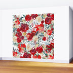Red teal hand painted boho watercolor roses floral Wall Mural Gallery Image 2
