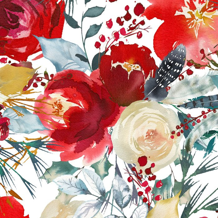 Red teal hand painted boho watercolor roses floral Coffee Mug Gallery Image 2