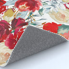 Red teal hand painted boho watercolor roses floral Rug Gallery Image 4