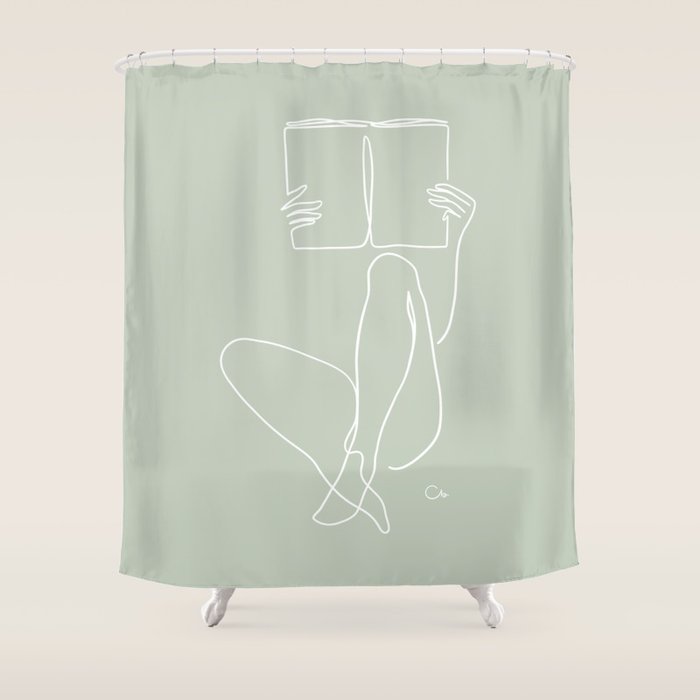 Reading Naked n.2 (green) Shower Curtain Gallery Image 1