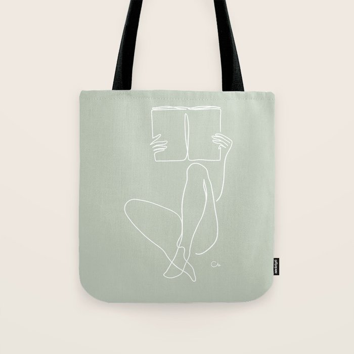 Reading Naked n.2 (green) Tote Bag Gallery Image 1