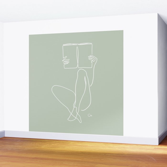 Reading Naked n.2 (green) Wall Mural Gallery Image 2