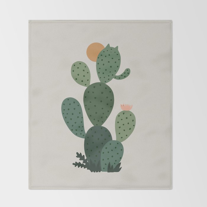 Cat Plants: Cat-tus Throw Blanket Gallery Image 2