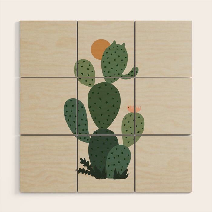 Cat Plants: Cat-tus Wood Wall Art Gallery Image 1