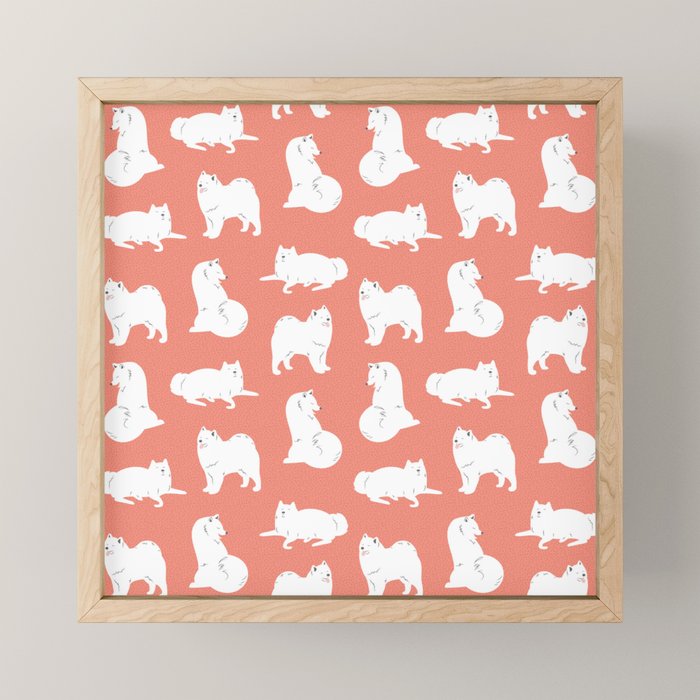 Samoyed Print in Coral Mini Art Print Gallery Image 1