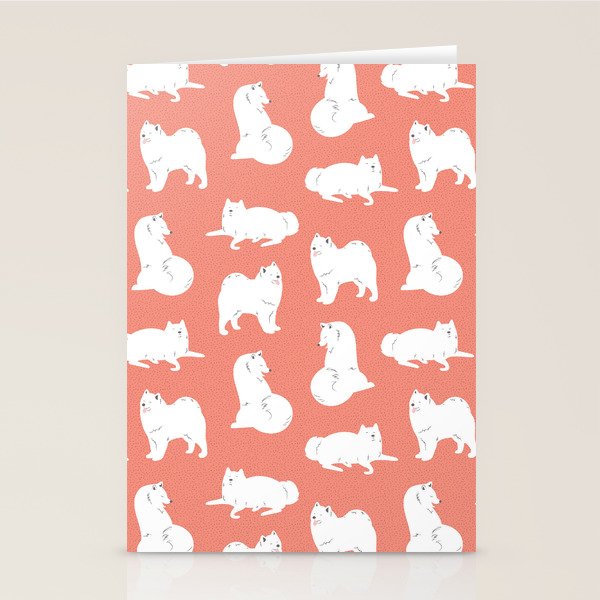 Samoyed Print in Coral Stationery Card Gallery Image 1
