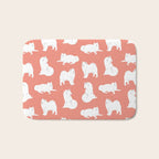Samoyed Print in Coral Bath Mat Gallery Image 1