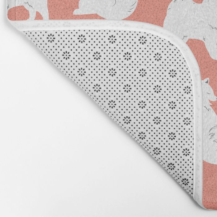 Samoyed Print in Coral Bath Mat Gallery Image 2