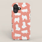 Samoyed Print in Coral iPhone Case Gallery Image 1