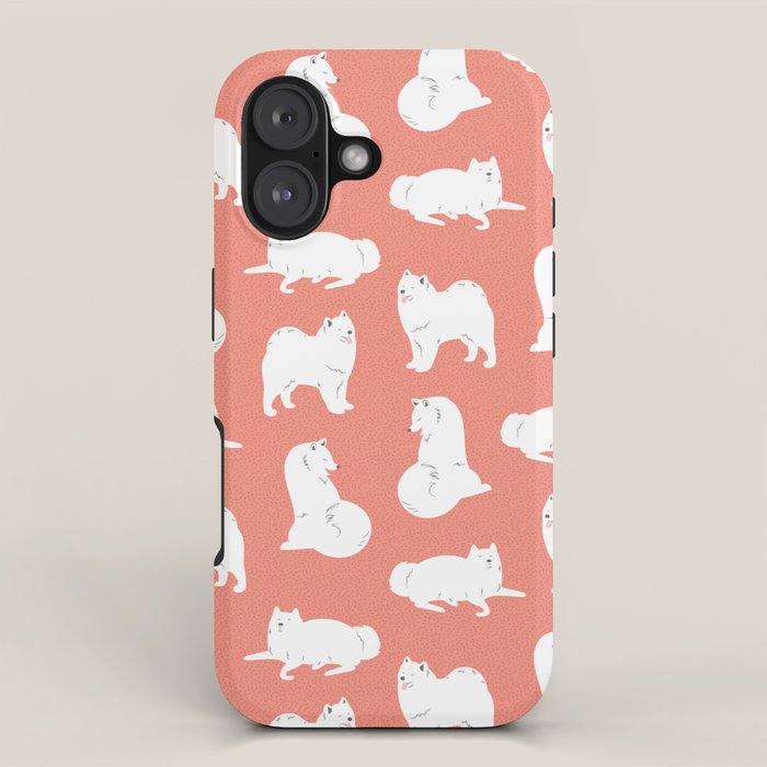 Samoyed Print in Coral iPhone Case Gallery Image 1