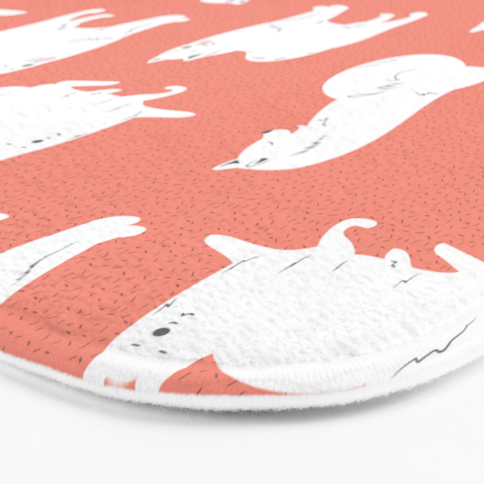 Samoyed Print in Coral Bath Mat Gallery Image 3