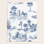 Toile de Jouy Vintage French Navy Blue White Pastoral Pattern Poster Gallery Image 4