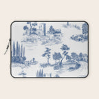Toile de Jouy Vintage French Navy Blue White Pastoral Pattern Laptop Sleeve Gallery Image 1