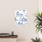 Toile de Jouy Vintage French Navy Blue White Pastoral Pattern Poster Gallery Image 2