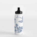 Toile de Jouy Vintage French Navy Blue White Pastoral Pattern Water Bottle Gallery Image 2