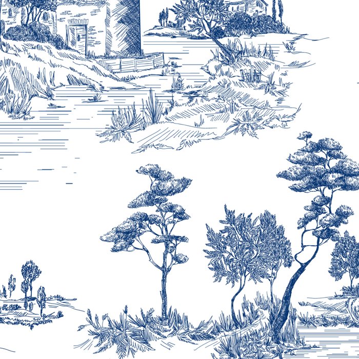Toile de Jouy Vintage French Navy Blue White Pastoral Pattern Coffee Mug Gallery Image 2