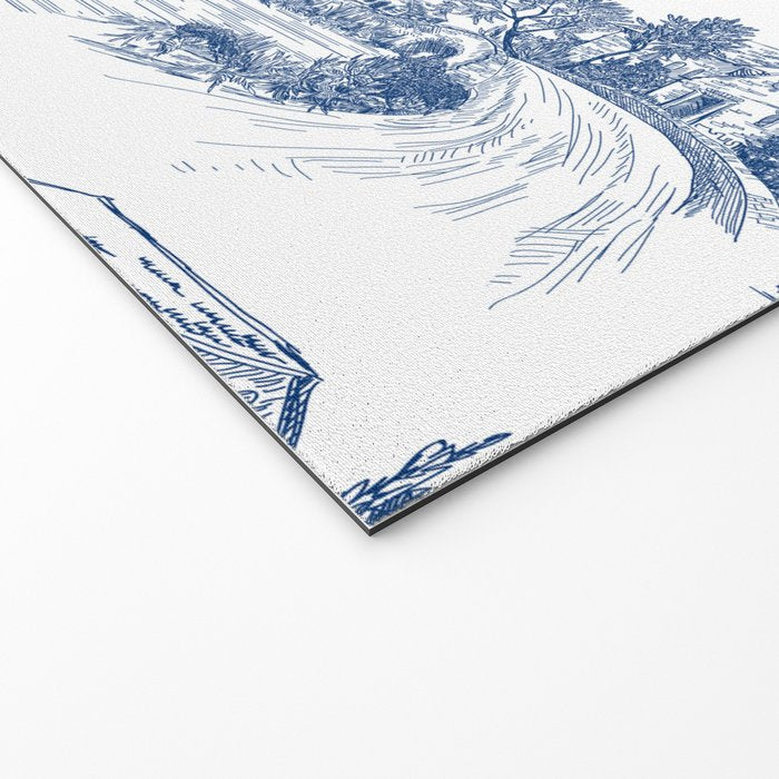 Toile de Jouy Vintage French Navy Blue White Pastoral Pattern Welcome Mat Gallery Image 2