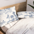 Toile de Jouy Vintage French Navy Blue White Pastoral Pattern Pillow Sham Gallery Image 2