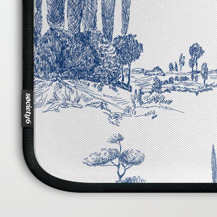 Toile de Jouy Vintage French Navy Blue White Pastoral Pattern Laptop Sleeve Gallery Image 3