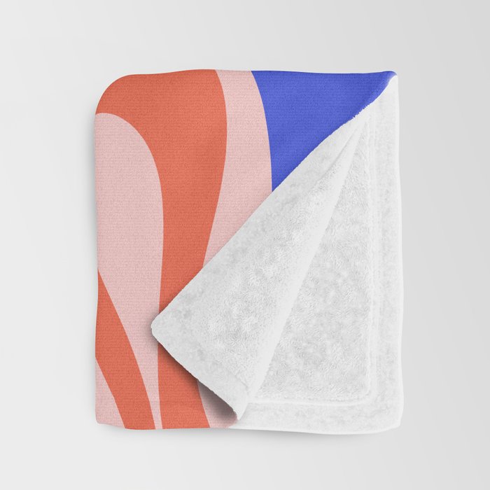 Mellow Flow Retro 60s 70s Abstract Pattern Royal Blue Pink Orange Throw Blanket Gallery Image 3