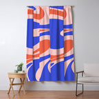 Mellow Flow Retro 60s 70s Abstract Pattern Royal Blue Pink Orange Window Curtain Gallery Image 5