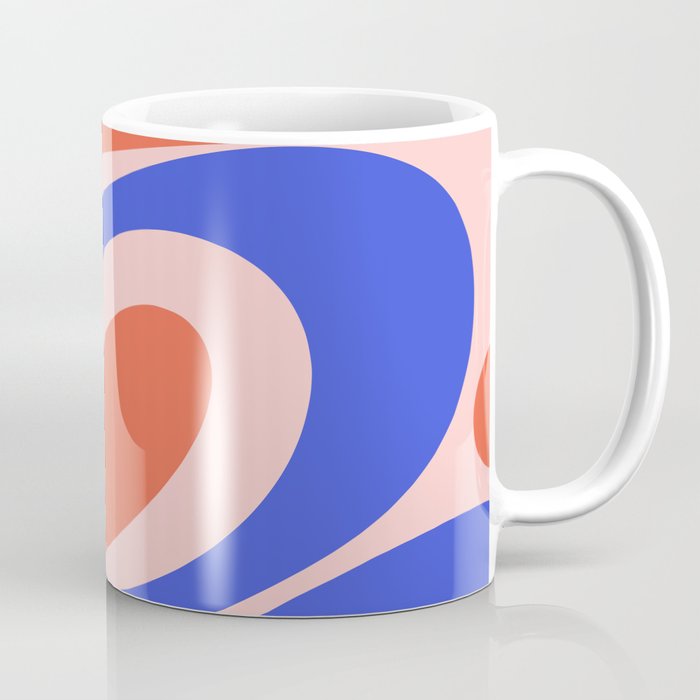 Mellow Flow Retro 60s 70s Abstract Pattern Royal Blue Pink Orange Coffee Mug Gallery Image 1