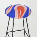 Mellow Flow Retro 60s 70s Abstract Pattern Royal Blue Pink Orange Stool Gallery Image 2