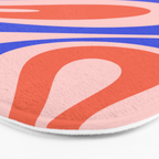 Mellow Flow Retro 60s 70s Abstract Pattern Royal Blue Pink Orange Bath Mat Gallery Image 3