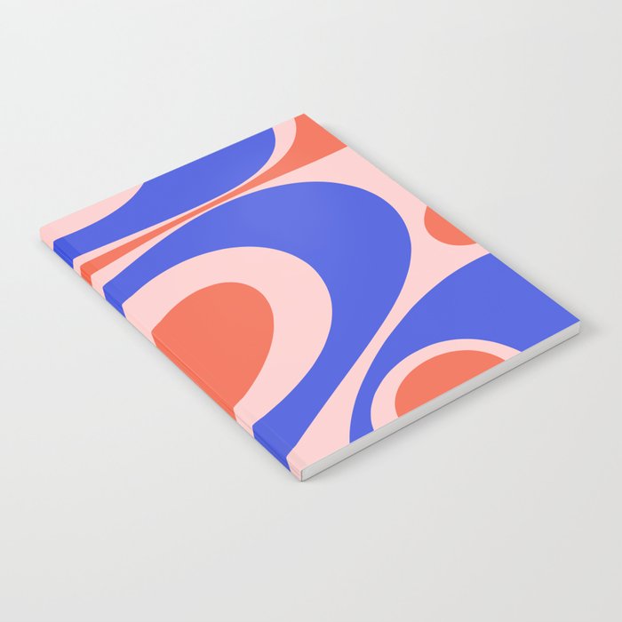 Mellow Flow Retro 60s 70s Abstract Pattern Royal Blue Pink Orange Notebook Gallery Image 2