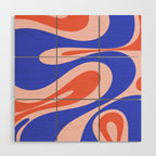 Mellow Flow Retro 60s 70s Abstract Pattern Royal Blue Pink Orange Wood Wall Art Gallery Image 1