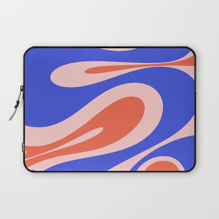 Mellow Flow Retro 60s 70s Abstract Pattern Royal Blue Pink Orange Laptop Sleeve Gallery Image 1