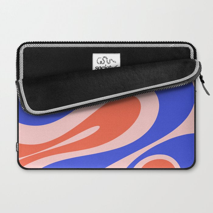 Mellow Flow Retro 60s 70s Abstract Pattern Royal Blue Pink Orange Laptop Sleeve Gallery Image 2