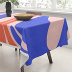 Mellow Flow Retro 60s 70s Abstract Pattern Royal Blue Pink Orange Tablecloth Gallery Image 3
