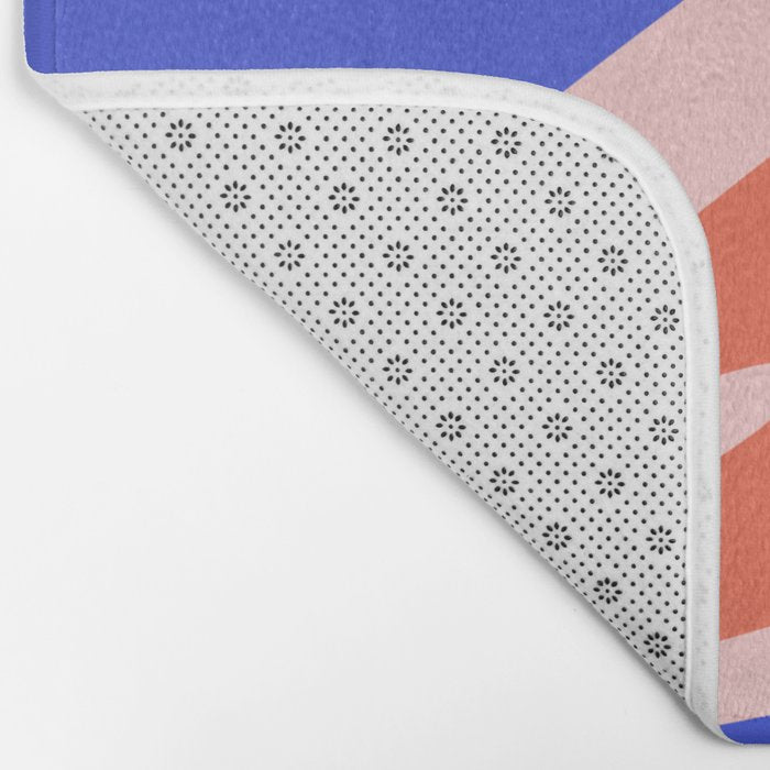Mellow Flow Retro 60s 70s Abstract Pattern Royal Blue Pink Orange Bath Mat Gallery Image 2