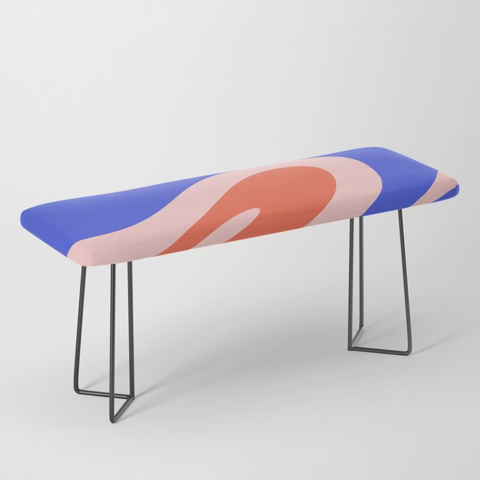 Mellow Flow Retro 60s 70s Abstract Pattern Royal Blue Pink Orange Bench Gallery Image 1