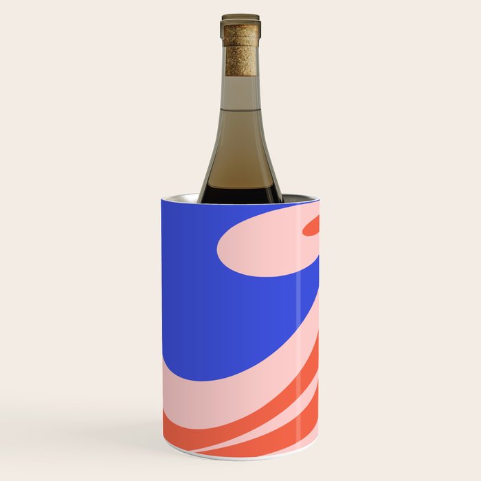 Mellow Flow Retro 60s 70s Abstract Pattern Royal Blue Pink Orange Wine Chiller Gallery Image 2