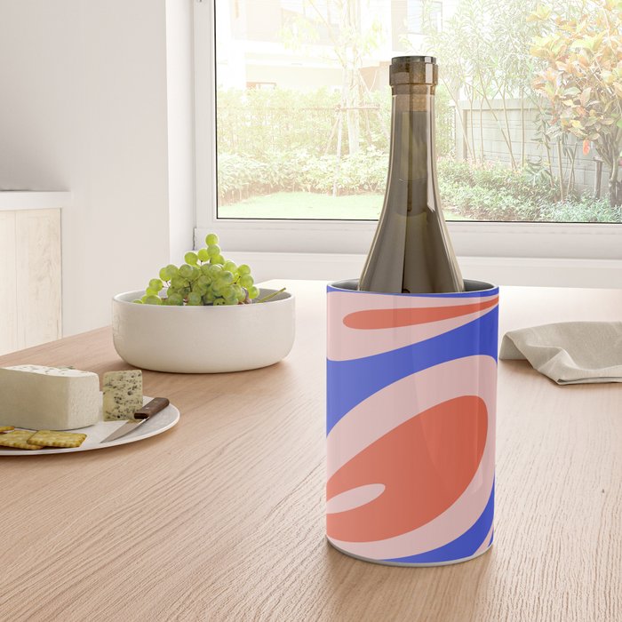 Mellow Flow Retro 60s 70s Abstract Pattern Royal Blue Pink Orange Wine Chiller Gallery Image 4