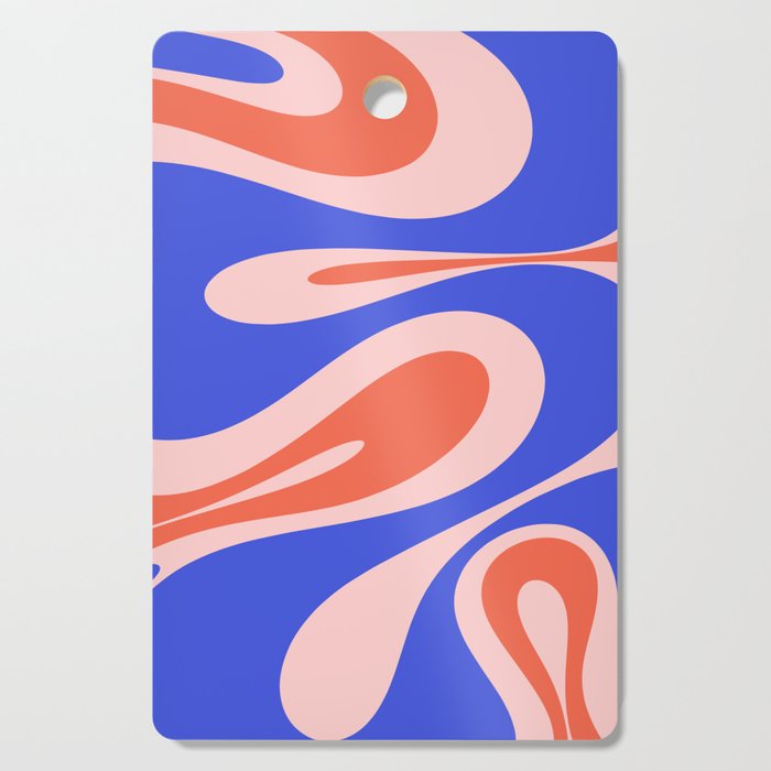 Mellow Flow Retro 60s 70s Abstract Pattern Royal Blue Pink Orange Cutting Board Gallery Image 1