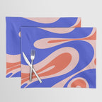 Mellow Flow Retro 60s 70s Abstract Pattern Royal Blue Pink Orange Placemat Gallery Image 1