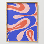 Mellow Flow Retro 60s 70s Abstract Pattern Royal Blue Pink Orange Serving Tray Gallery Image 1