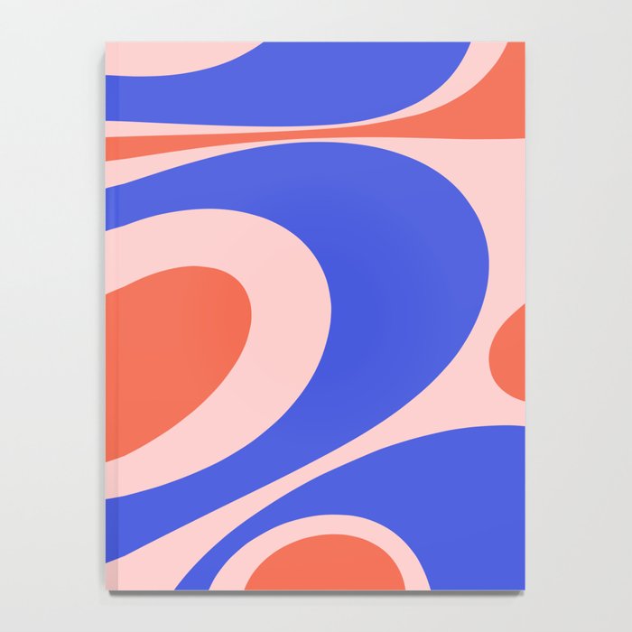 Mellow Flow Retro 60s 70s Abstract Pattern Royal Blue Pink Orange Notebook Gallery Image 4