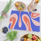 Mellow Flow Retro 60s 70s Abstract Pattern Royal Blue Pink Orange Cutting Board Gallery Image 2