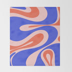 Mellow Flow Retro 60s 70s Abstract Pattern Royal Blue Pink Orange Throw Blanket Gallery Image 2