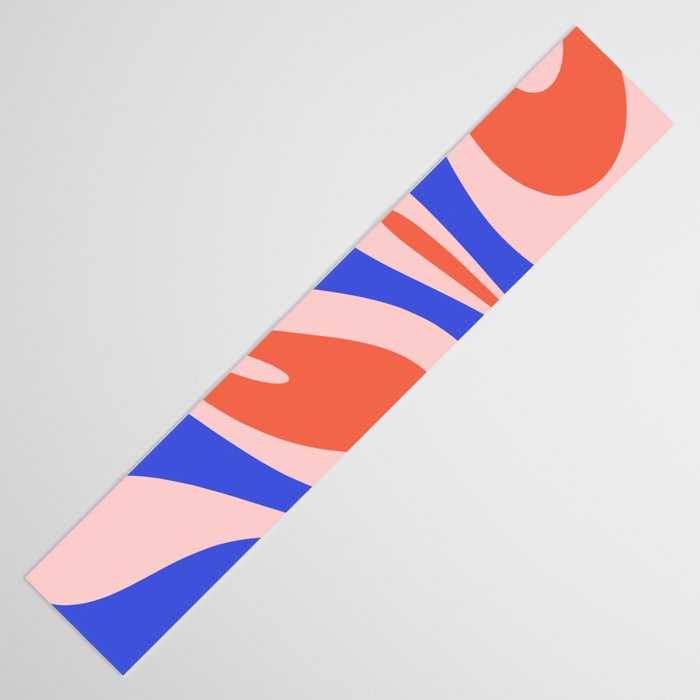 Mellow Flow Retro 60s 70s Abstract Pattern Royal Blue Pink Orange Table Runner Gallery Image 3