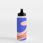 Mellow Flow Retro 60s 70s Abstract Pattern Royal Blue Pink Orange Water Bottle Gallery Image 3