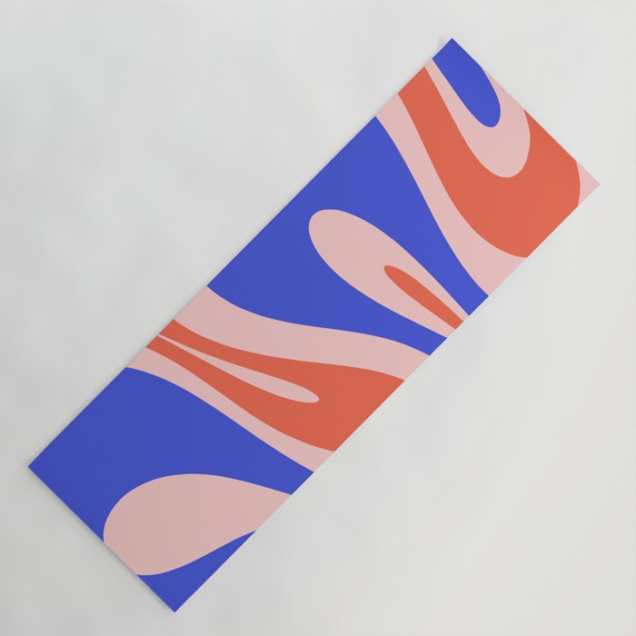 Mellow Flow Retro 60s 70s Abstract Pattern Royal Blue Pink Orange Yoga Mat Gallery Image 1