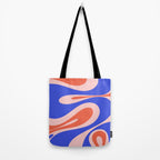 Mellow Flow Retro 60s 70s Abstract Pattern Royal Blue Pink Orange Tote Bag Gallery Image 2