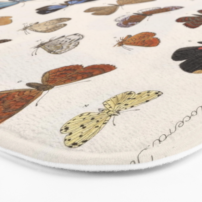 Vintage Scientific Insect Butterfly Moth Biological Hand Drawn Species Art Illustration Bath Mat Gallery Image 3